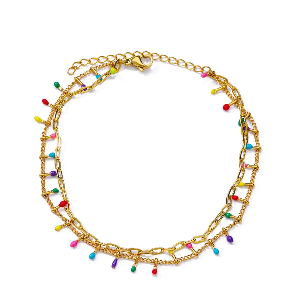 Tobilleras Boho Drops para mujer, tobillera de acero inoxidable chapada en oro, regalo de joyería estética de lujo para boda