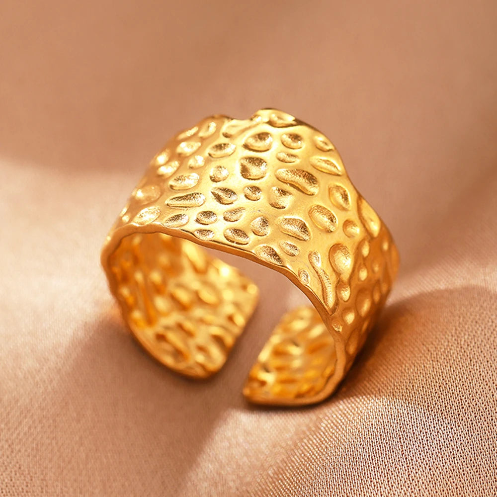 Edelstahlringe Vintage Exquisit Hohl Einstellbare Offene Statement-Ringe Leichte Luxus-Mode-Ringe für Frauen Schmuck Neu