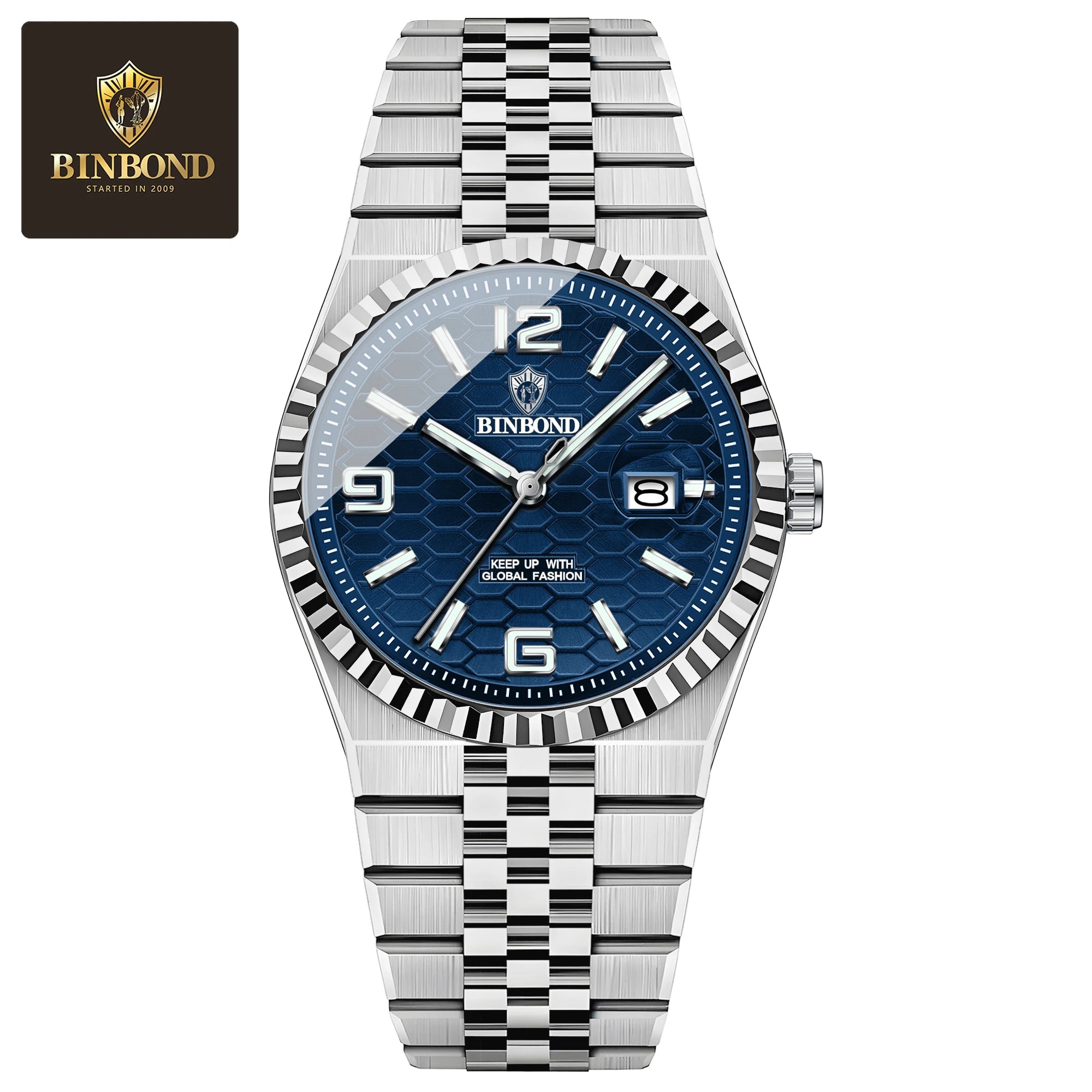 BINBOND Reloj de Hombre Original de Alta Calidad Impermeable Luminoso Fecha Lujo Reloj de Hombre de Acero Inoxidable Relojes de Cuarzo para Hombre Masculino