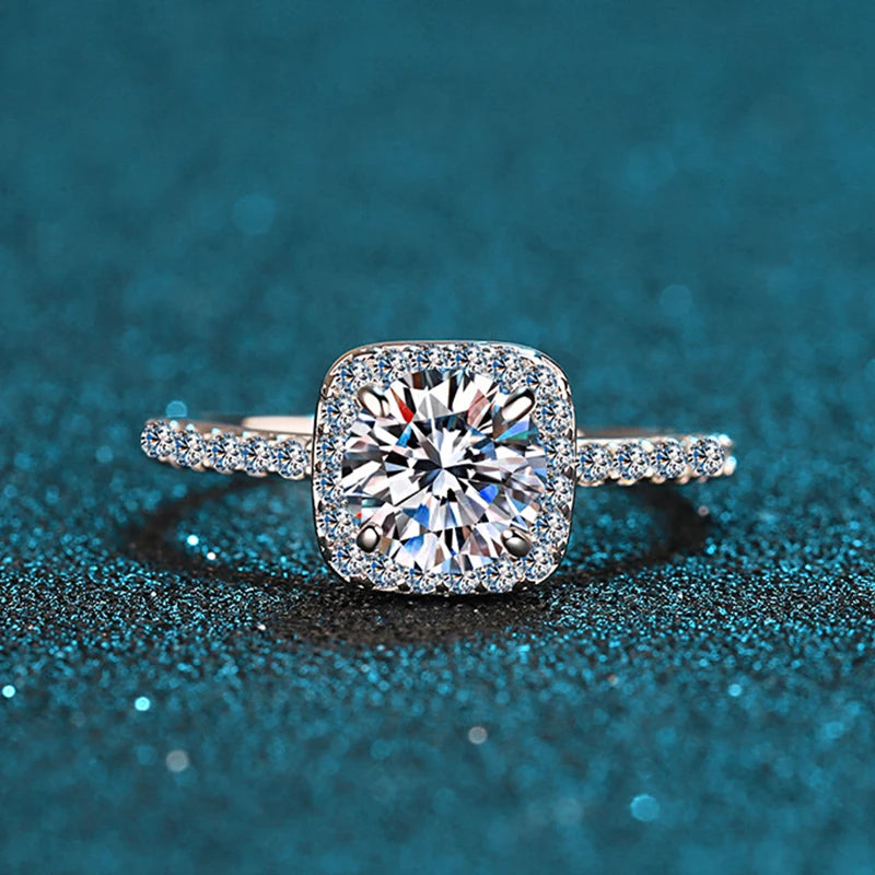 NeeTim D Color Moissanit Ring 925 Sterling Silber mit Weißgold Plattiert Labor Diamantringe für Frauen Ehering Schmuck Geschenke