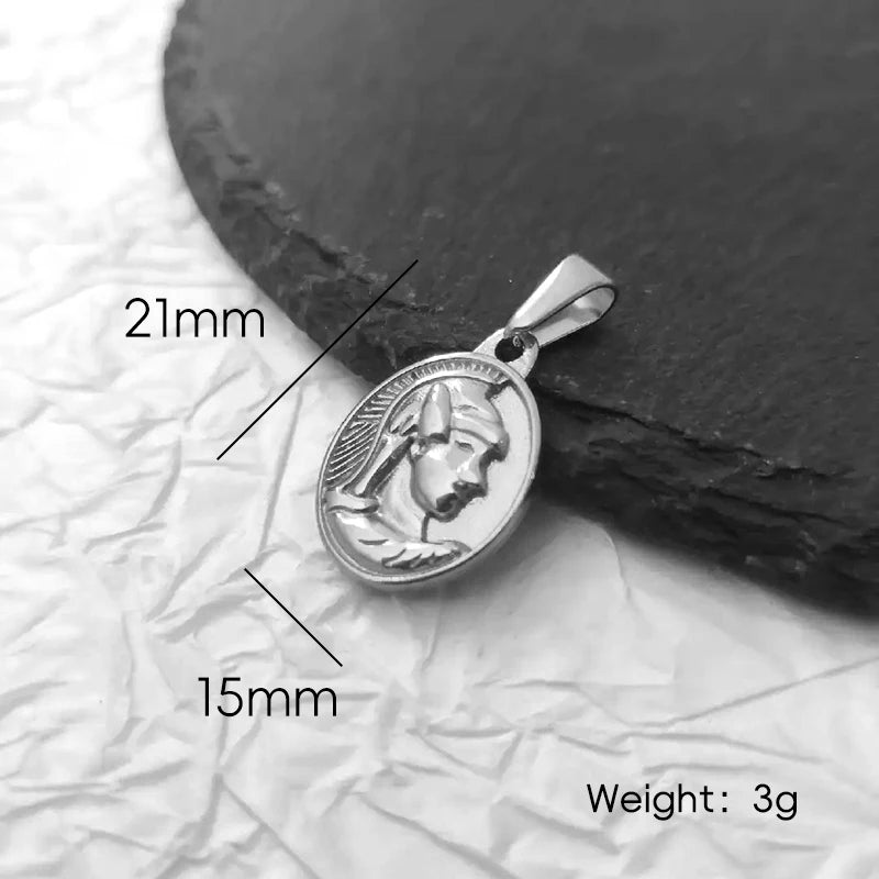 Colgante Centurión Romano Chapado en Oro de 18K Charm Ovalado Chapado en Oro de 18K Estilo Militar Vintage Joyería de Collar para Hombres
