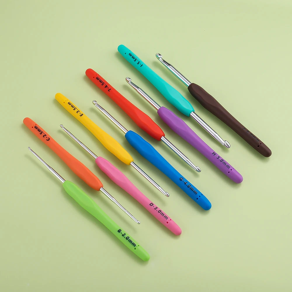 1 ud. Ganchillo de mano, ganchillo de punto, mango de goma colorido, mango ergonómico para tejer, ganchillo para hacer joyas DIY