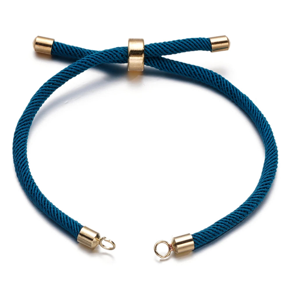 1 Stück Verstellbare Nylon Geflochtene Kordeln Schieber Freundschaftsarmbänder mit Messingkordelende für Schmuckherstellung DIY Zubehör