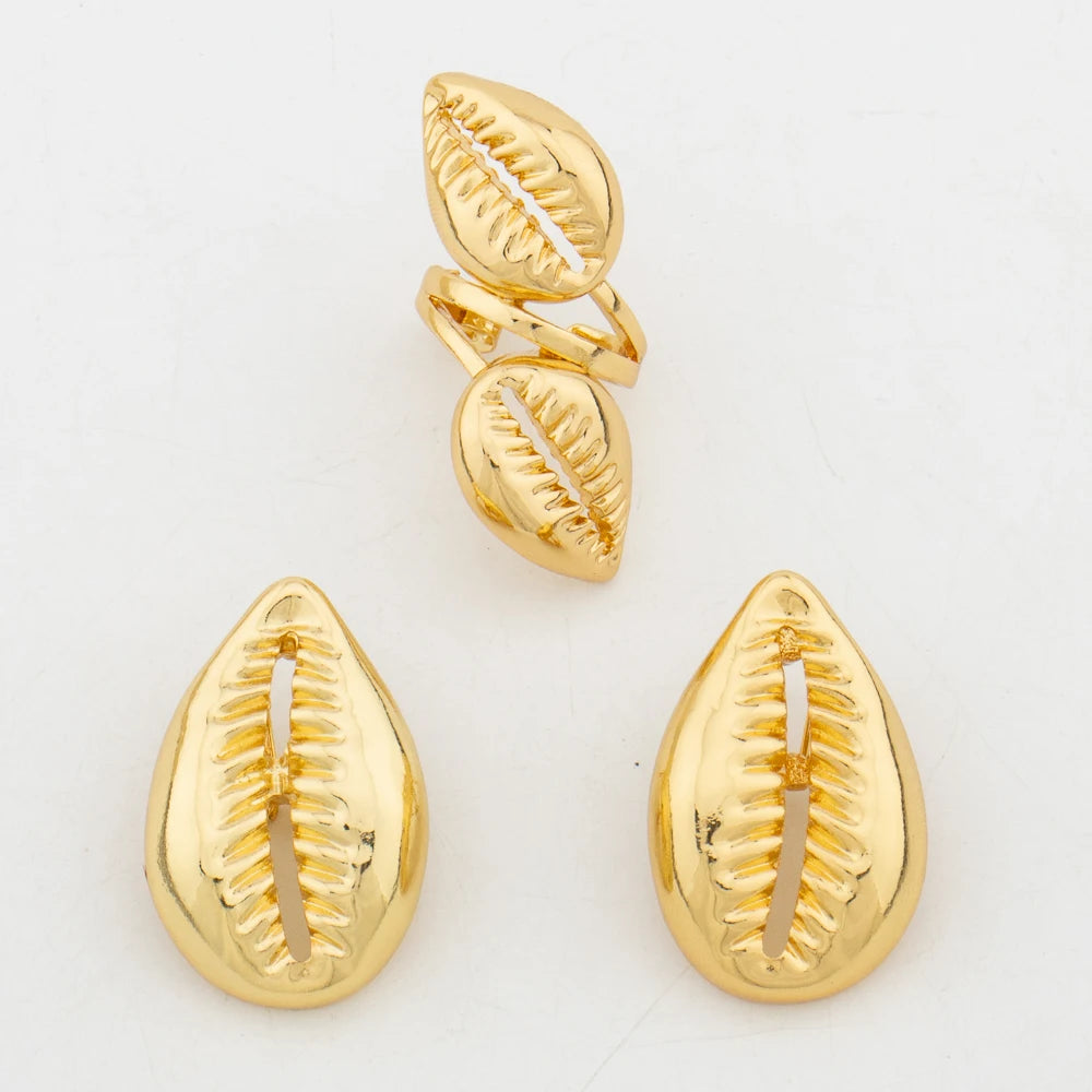 Mode Damenschmuckset für Frauen Afrikanische Halskette und Ohrringe mit Armreifring 4-teiliges Set für Verlobungsfeier Geschenke