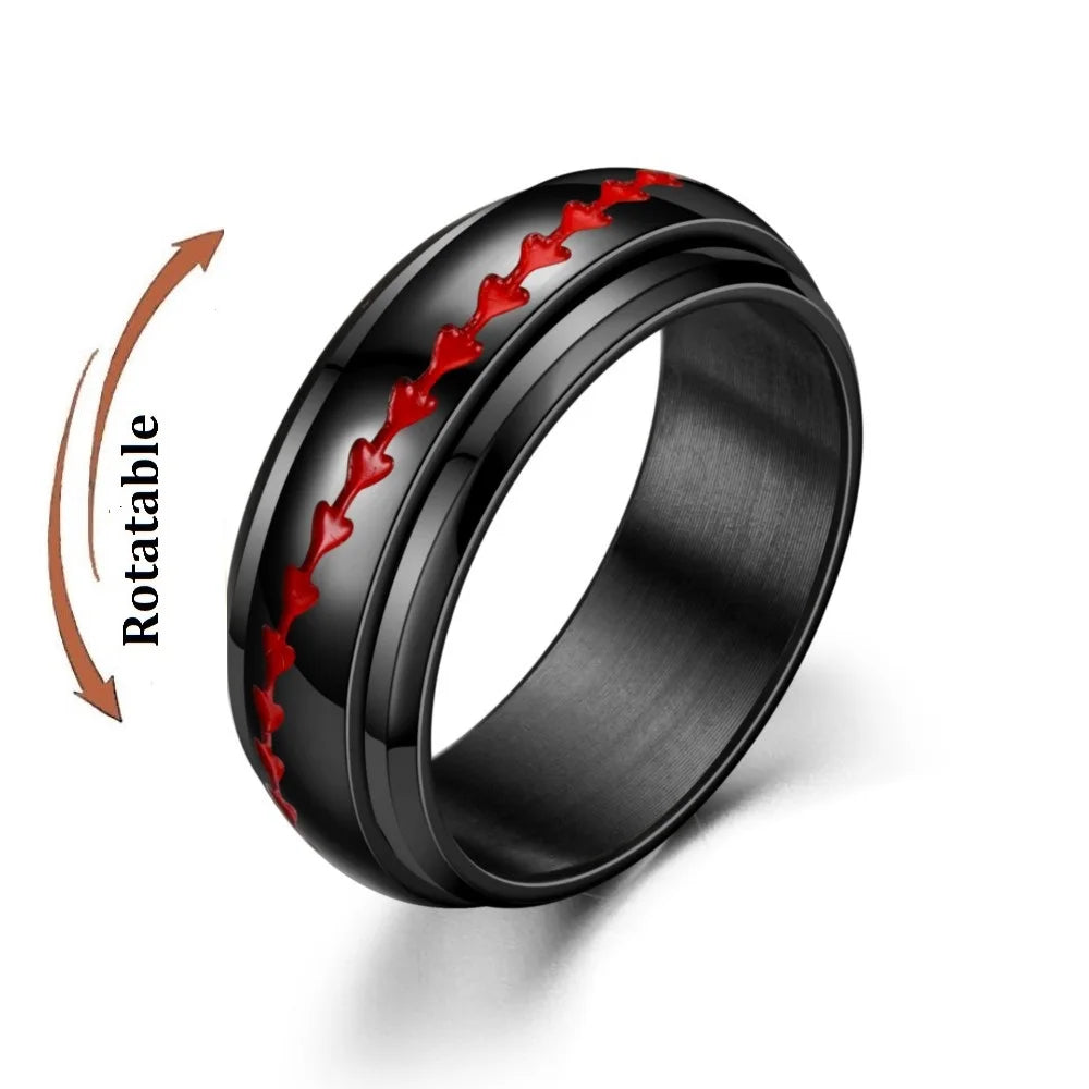 Anti Stress Anxiety Fidget Spinner Couple Rings For Lovers Rotating Stainless Steel Wedding Band Knuckle Rings Jewelry Anillo