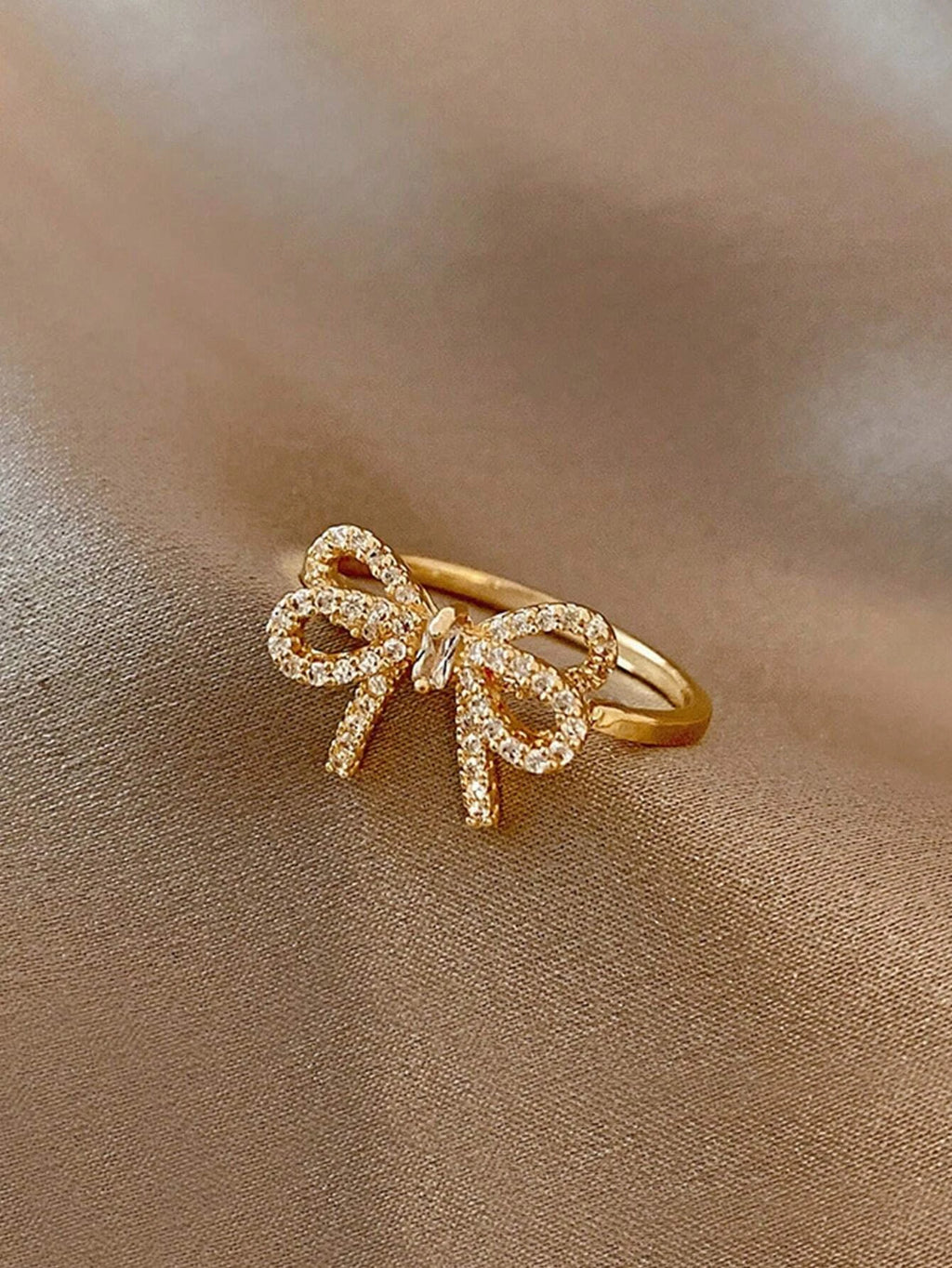 Yupsk Anillo de Lazo de Circón de Cristal Micropavé de Moda Coreana para Mujeres y Niñas Exquisito Anillo de Dedo Minimalista de Moda Ins Joyería