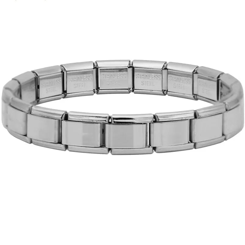 9 mm breite Edelstahlarmbänder, einfacher, trendiger Stil, Alltagsoutfit, silberfarbenes Charm-Armband für Damen, Party, Unisex-Stil