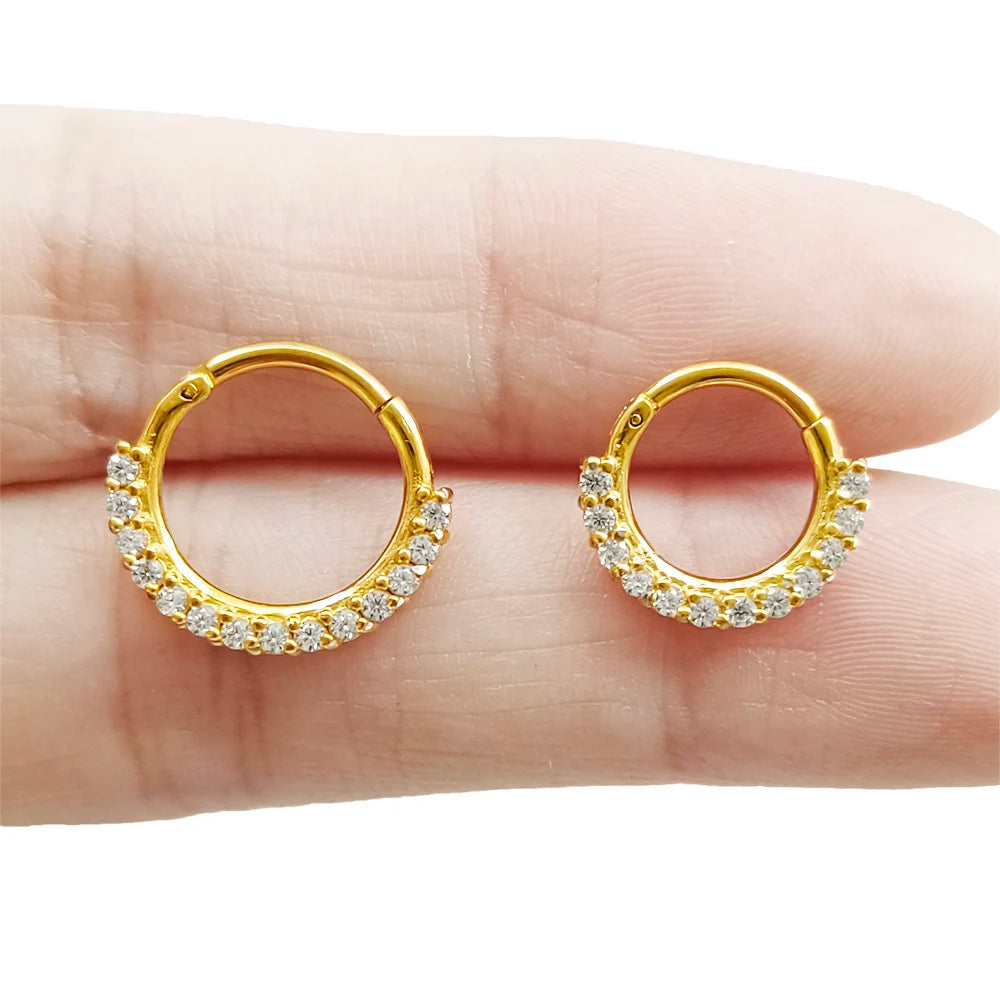 316L Chirurgischer Stahl Segment Nasenring Zirkon Septum Clicker Ohrknorpel Helix Daith Hoop Körperschmuck Piercing