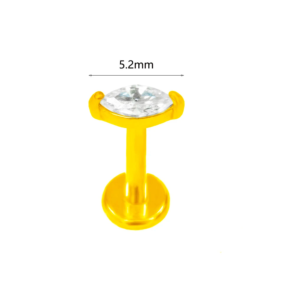 ASTM F136 G23 Titan Labret Piercing Seestern Ohrstecker Biene Blatt Push-In CZ Gewindeloser Knorpel 16/18/20G Körperschmuck