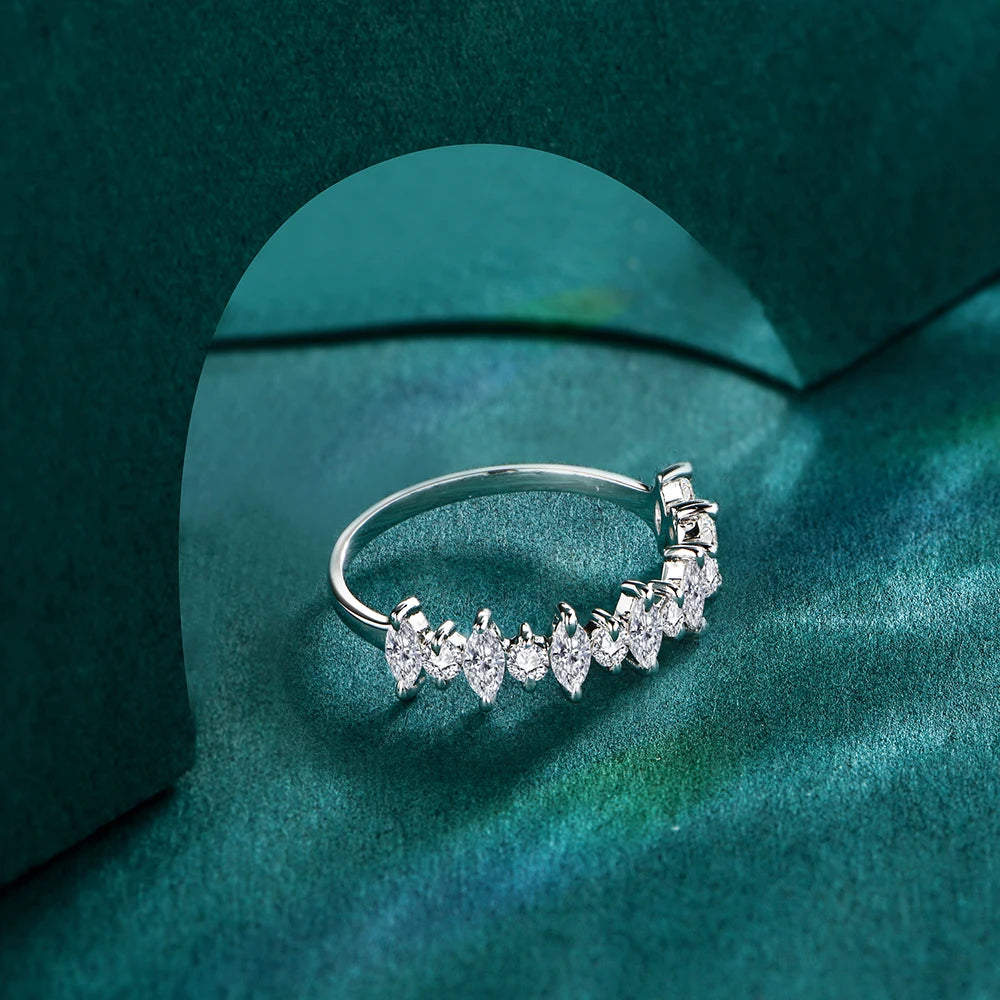 MINTYBOX 4*2mm D Farbe 925 Sterlingsilber Moissanit Ring für Damen, Diamantprüfgerät bestanden, 18 Karat vergoldet, Verlobungs-Hochzeitsringe