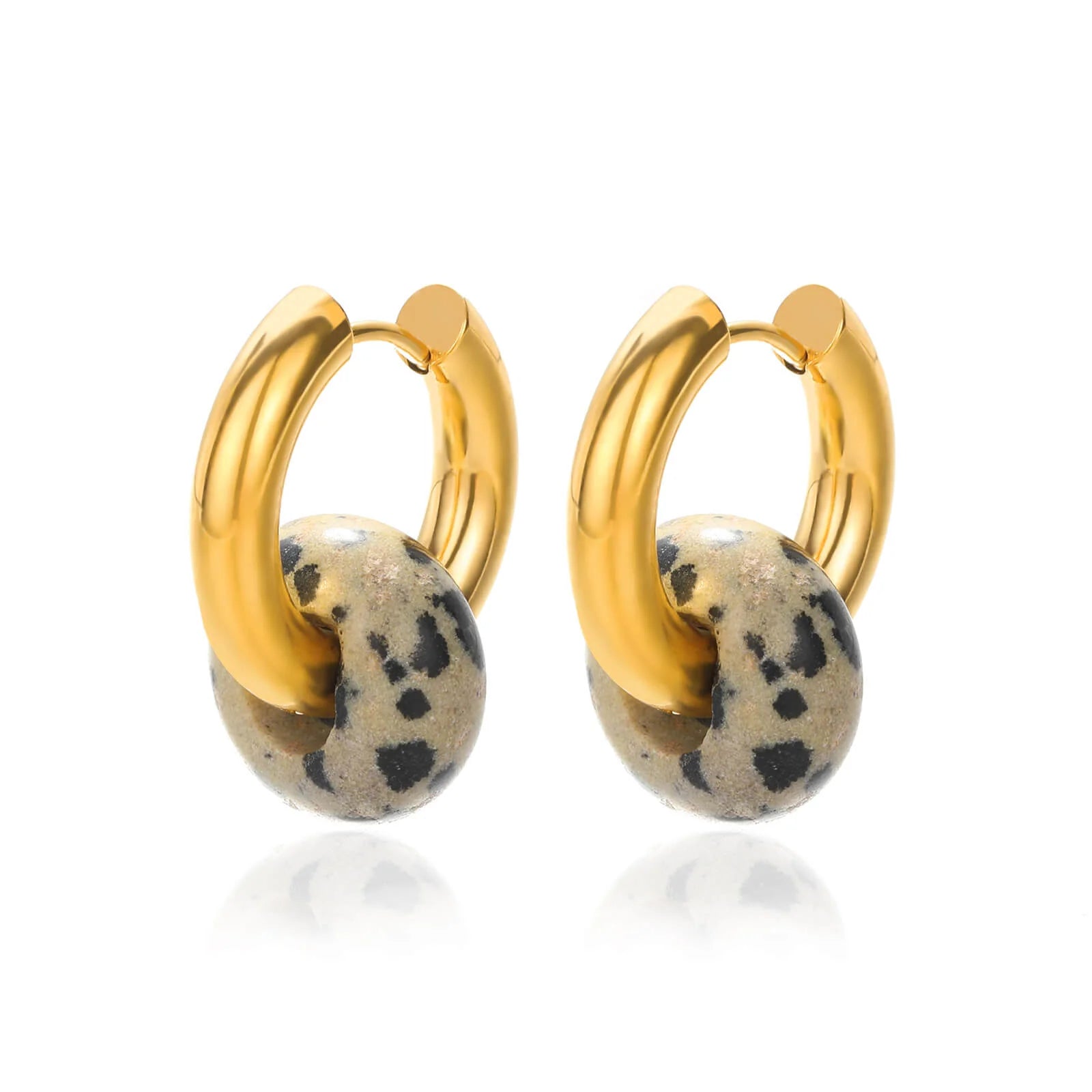 Pendientes de aro de estrella de mar de agua dulce con concha para mujer, elegantes, de acero inoxidable, color dorado, Aretes, accesorios de joyería de Navidad