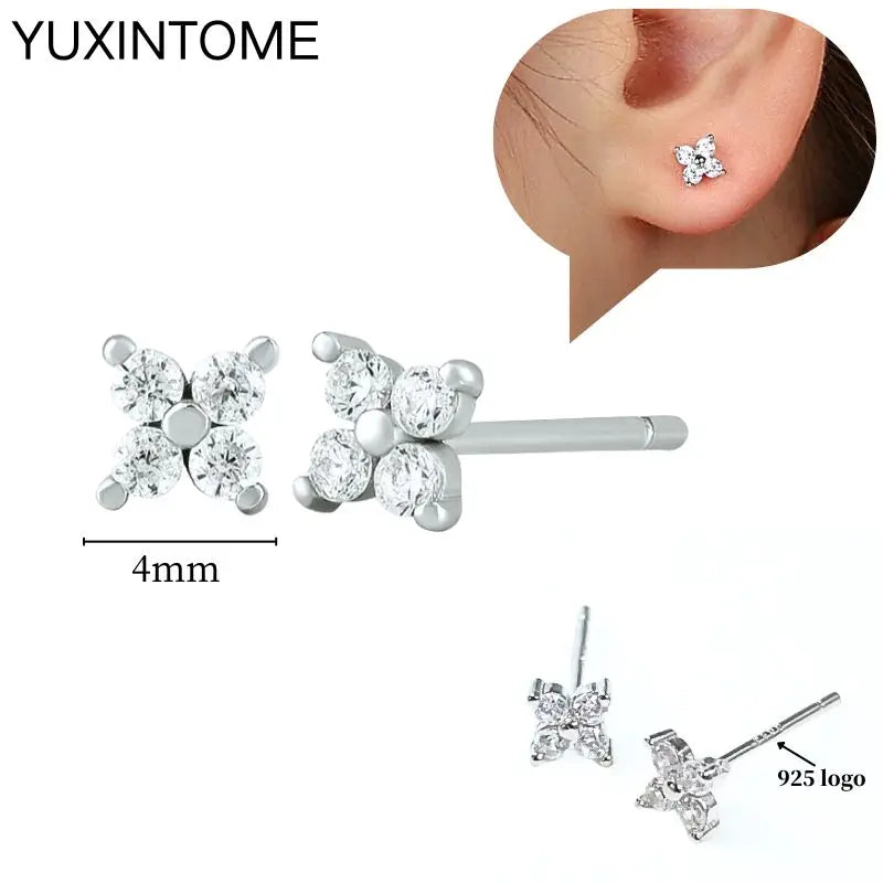 925 Sterling Silber Ohrnadel Mode Creolen Weiße Kristall Luxus Damen Silberohrringe Hochzeit Damenschmuck Geschenk