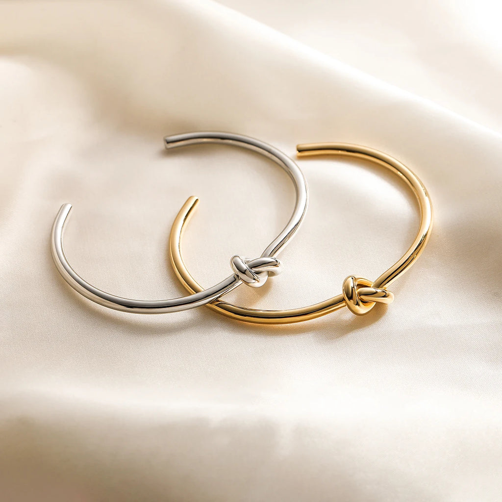 NEWBUY 2026 New Arrival Silver/Gold Color knot Design Bangles For Women Non-Fading Stainless Steel Jewelry