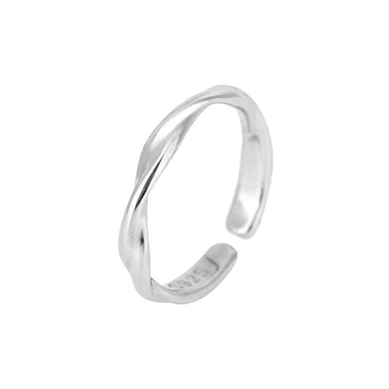 Anillos de alambre trenzado simple de plata de ley 925 de moda para mujer, regalo de joyería fina de boda al por mayor