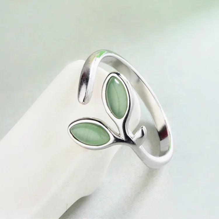 925 Sterlingsilber Blättermuster Verstellbare Ringe für Frauen Mädchen Hochzeit Luxuriöser Qualitätsschmuck Zubehör Großhandelsschmuck