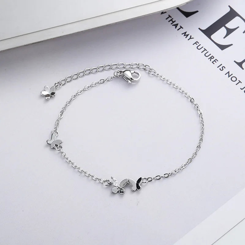 VENTFILLE 925 Silber Diamantbesetztes Schmetterlingsarmband Damen Mode Temperament Blume Verstellbares Armband