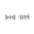 Pendientes de tuerca europeos nuevos de plata 925 con piedra blanca y rosa, lazo rojo, aptos para mujer, festival, exquisitos abalorios de joyería, regalos