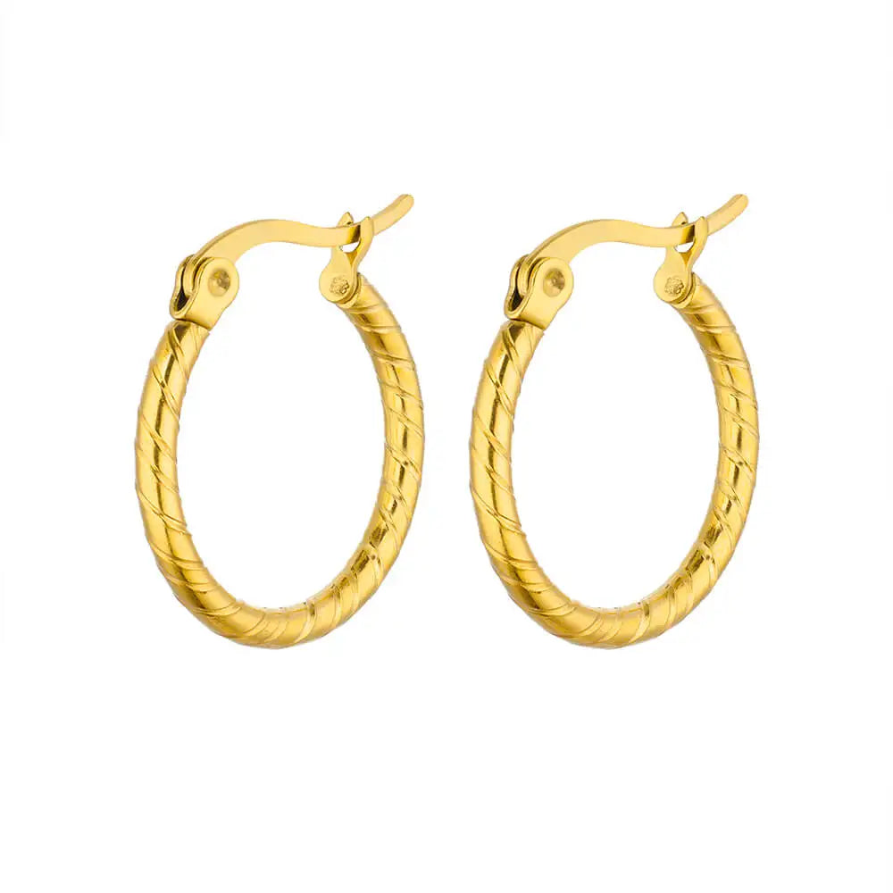 Vintage Runde Edelstahl Creolen für Damen Vergoldete Ohrringe 2023 Trend Statement Ohrschmuck Weihnachtsgeschenk