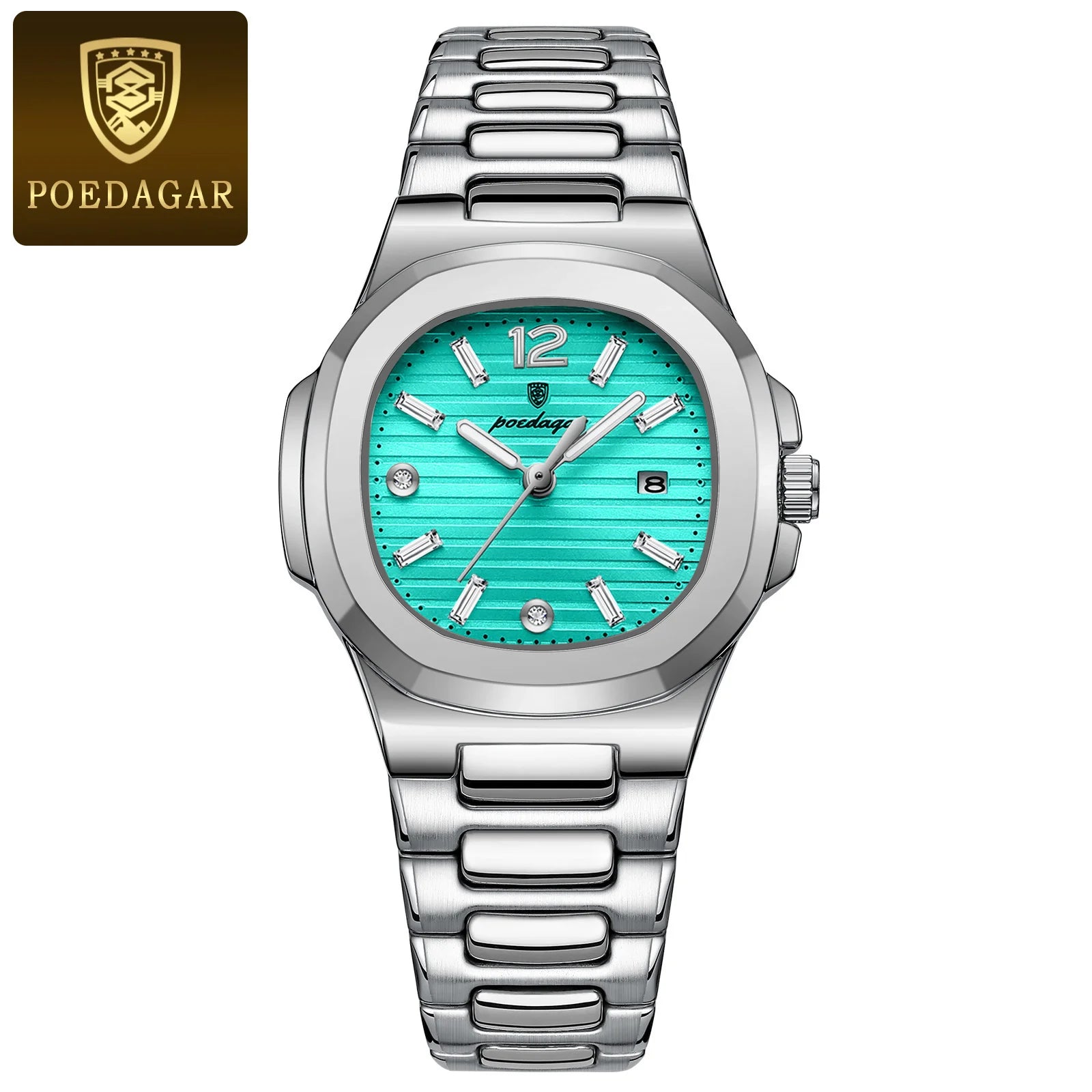 POEDAGAR Reloj de pulsera cuadrado de moda para mujer, luminoso, impermeable, con fecha, de cuarzo de lujo de alta calidad para mujer Reloj