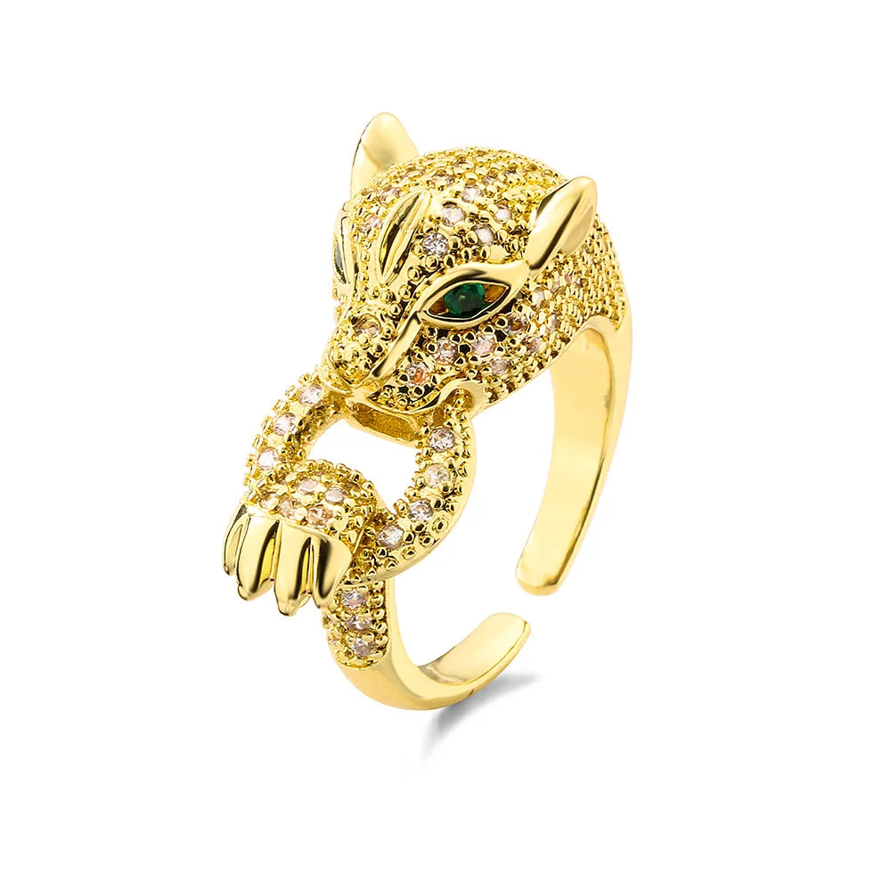 2025 Neues Fashion Statement Großer Tierring Für Frauen Mädchen Party Schmuck Gold Farbe Hohl Leopard Offener Ring Großhandel