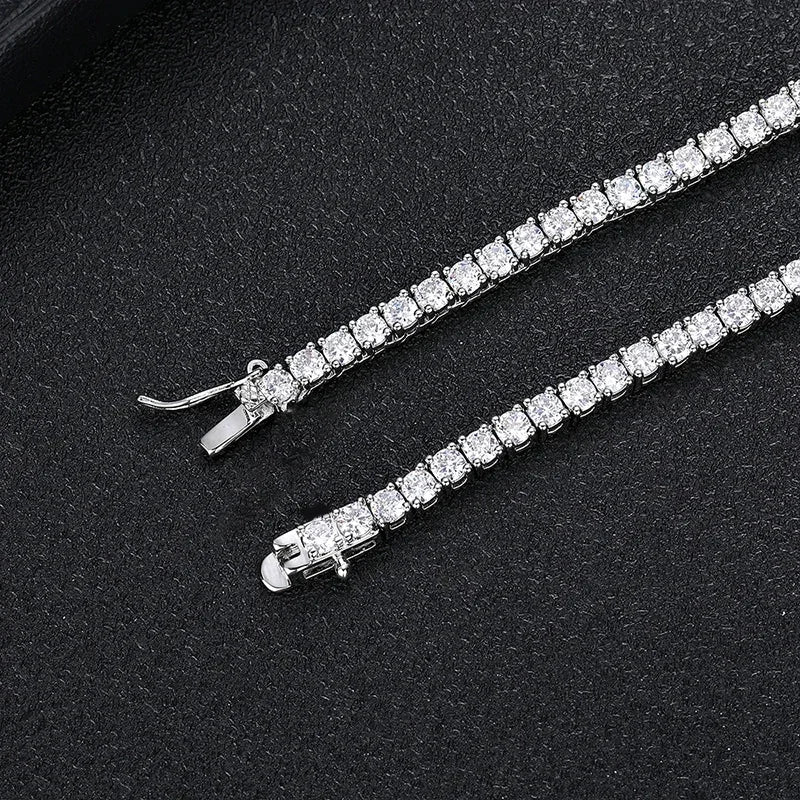 NeeTim Collar de tenis de moissanita para mujer Joyería de boda Plata de ley 925 con chapado en oro Collares con certificado