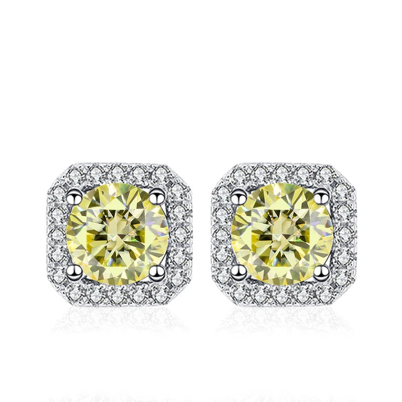 NeeTim 0.5ct 1ct Rosa Moissanit Ohrstecker für Damen 925 Sterling Silber Schwarz Blau Grau Funkelnde Labor Diamant Ohrringe