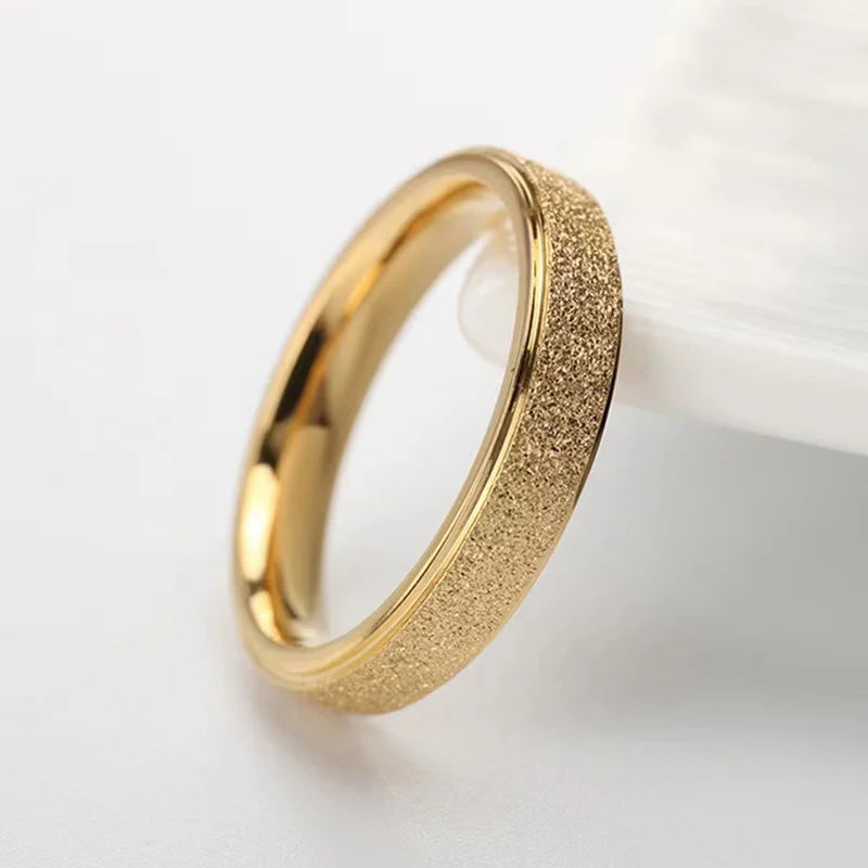SUNIBI Anillo de acero inoxidable esmerilado para mujer, moda, anillos de dedo de Color dorado simple, regalos de boda, joyería para niñas al por mayor