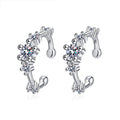 NeeTim Pendientes de Clip de Moissanita Completa para Mujer, de Lujo, Calidad Hip Hop, Fiesta, Plata de Ley 925 con Baño de Oro Blanco, Pendientes de Aro