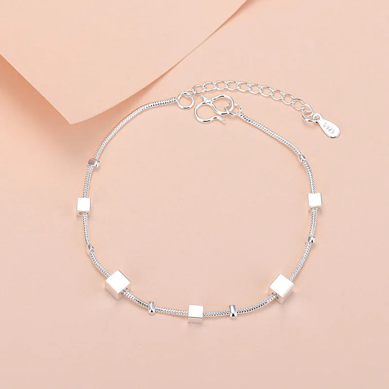925 Sterling Silber Glücksperlen-Charm-Armbänder für Damen, Paar-Ketten, runde Armreifen, Luxus-Schmuckzubehör, Großhandel