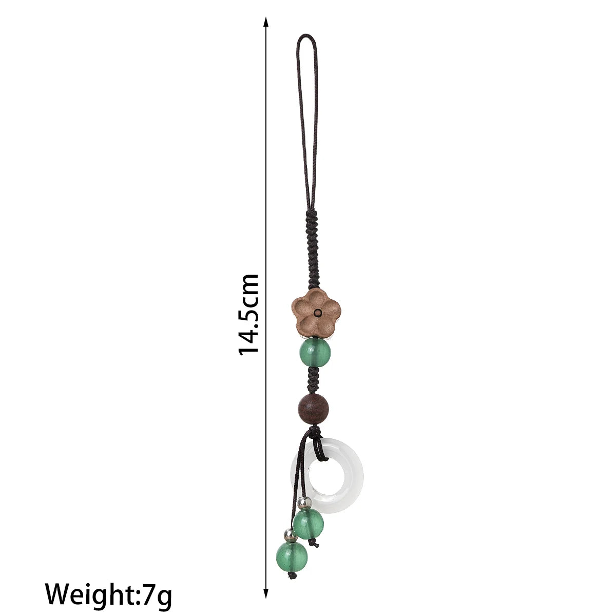 Vintage style wooden plum blossom woven ring wall round bead tassel phone chain