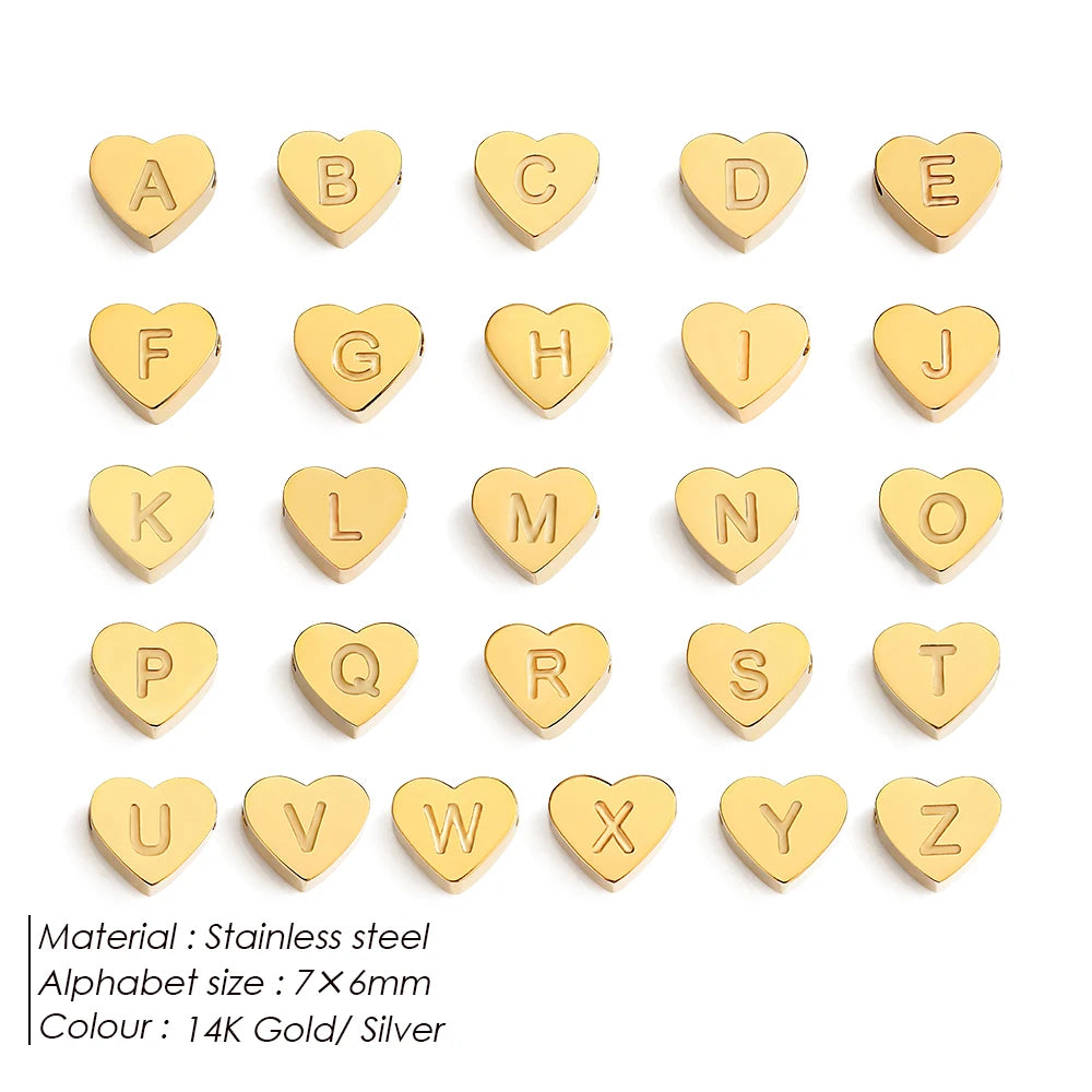 Anfänglicher Name Herzform Anhänger für Halsketten 316L Edelstahl Halskette für Damen Armband Ohrringe Schmuckherstellung