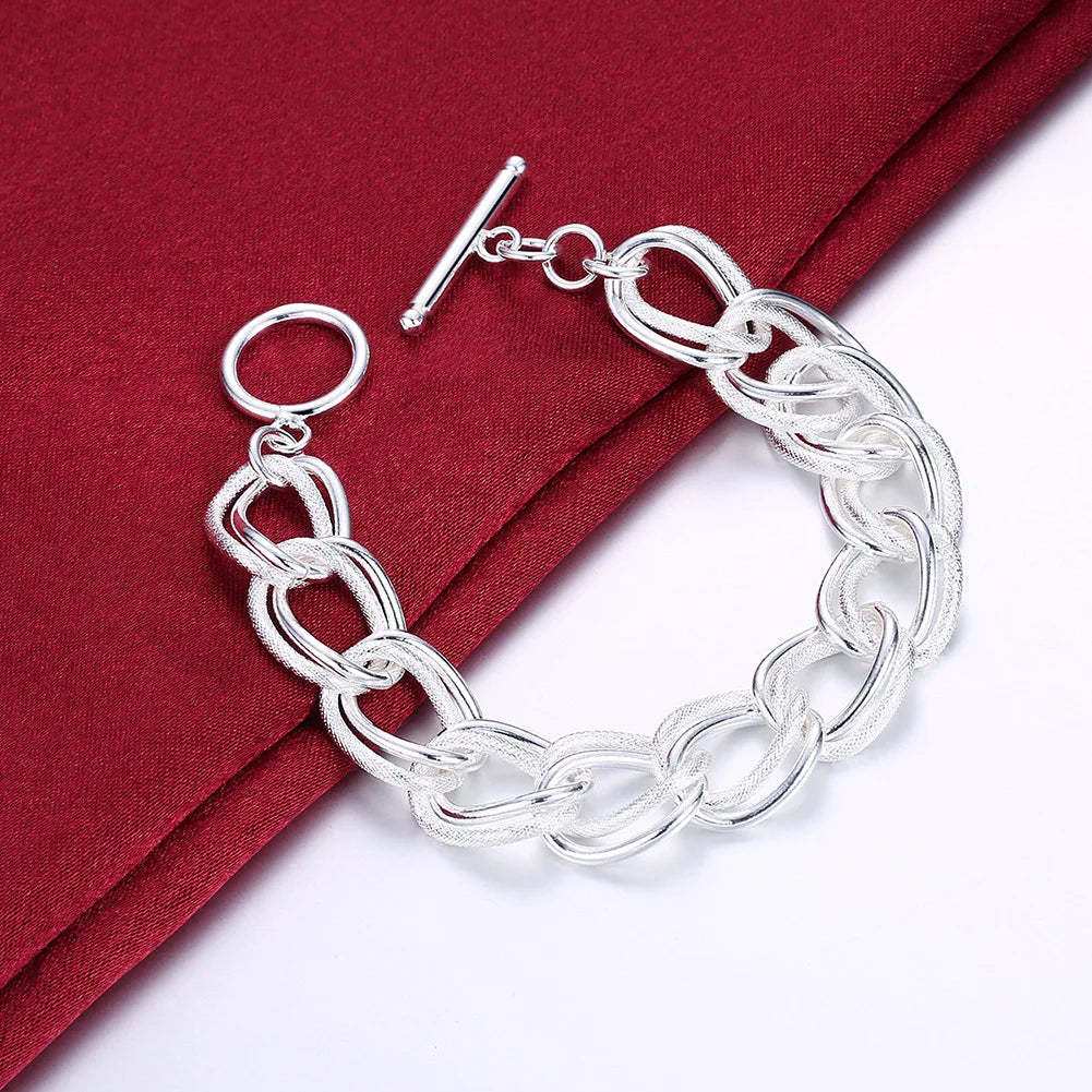 925 Sterling Silber exquisites massives Kettenarmband Mode Charms Frauen Männer massiv Hochzeit süße schlichte Modelle Schmuck