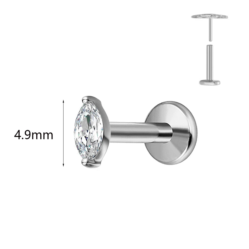 ASTM F136 G23 Titan Hasenohren Piercing Ohrstecker Push-In Threadless Labret 16/18/20G Knorpel Körperschmuck