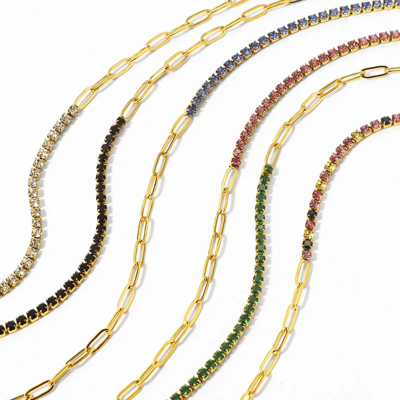 2mm Dünnes buntes CZ Edelstahl-Armband zum Stapeln für Frauen Mädchen