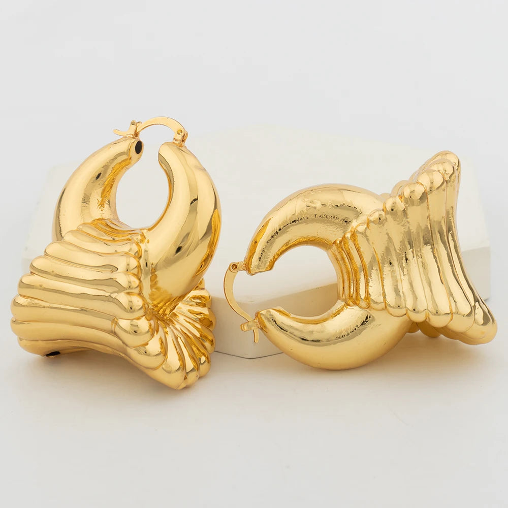 Afrikanische Creolen für Damen, Schmuck, goldfarbene große Ohrhänger für Dubai Hochzeiten, Brautohrringe, Schmuckzubehör