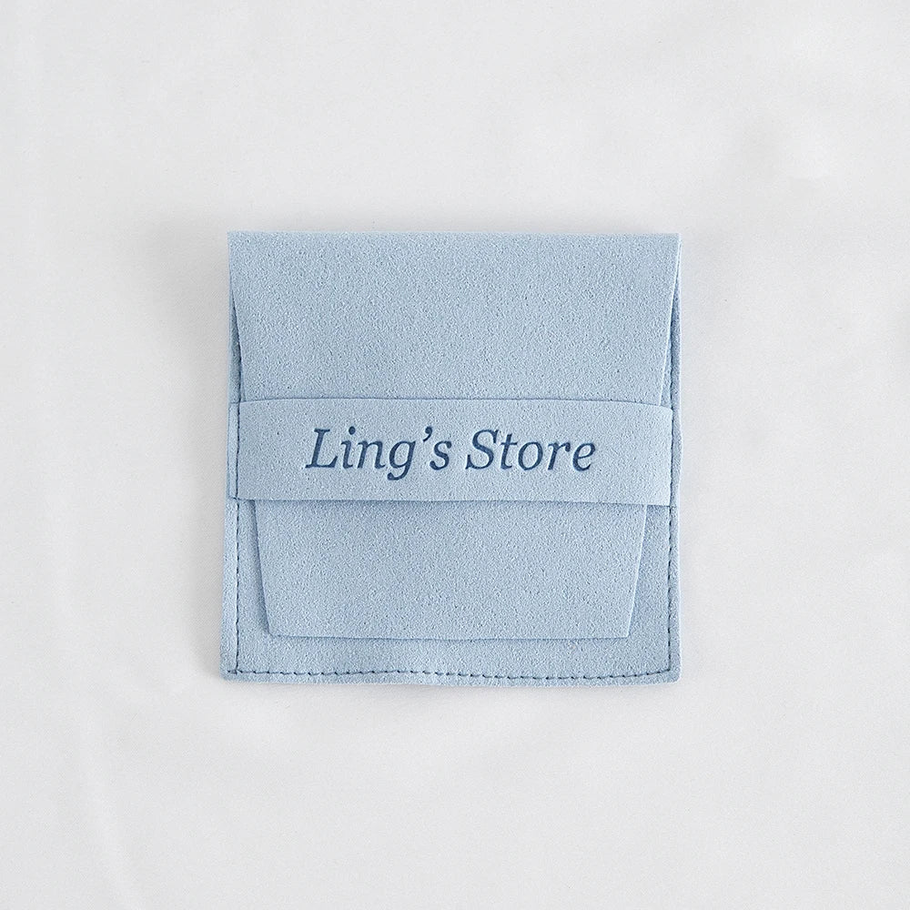 50/100Pcs Chic Custom Logo Jewelry Microfiber Strip Bag Rose Beige Pink Envelope Velvet Ring Earring Pendant Necklace Stud Pouch