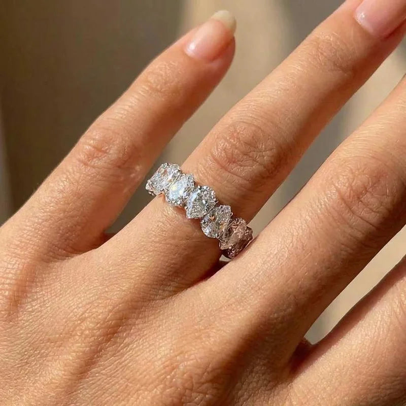 925er Sterlingsilber Birnenförmiger Zirkonia Verlobungsringe für Damen Mode Luxus Ehering Accessoires Weiblicher Schmuck Geschenk