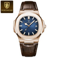 POEDAGAR Reloj de Cuarzo de Cuero para Hombre, a la Moda, Cuadrado, Impermeable, Luminoso, con Fecha, de Negocios, Casual, Reloj de Pulsera para Hombre