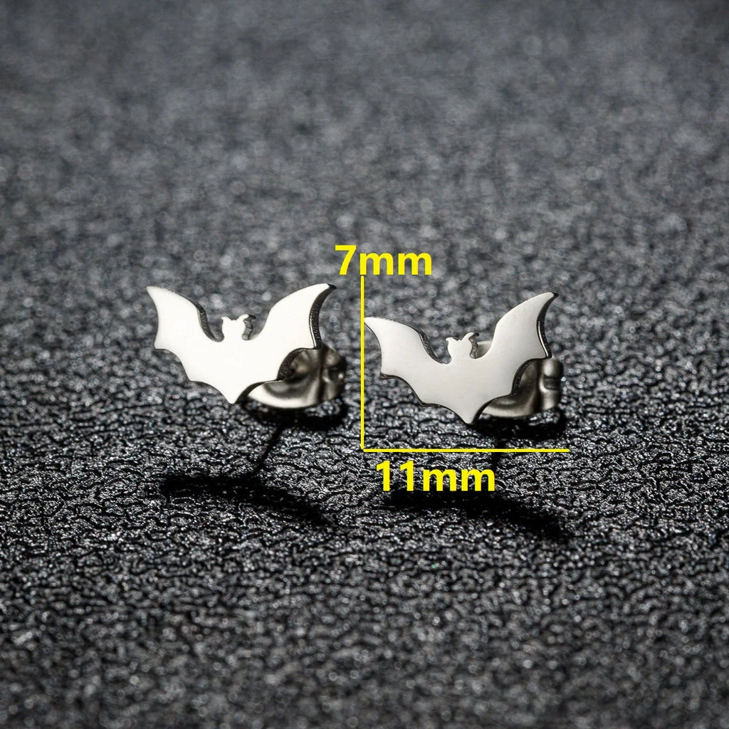 Horror Halloween Fledermaus Spinne Trendige Ohrringe Damen 2024 Schwarz Edelstahl Ohrstecker Totenkopf Punk Schmuck Party Geschenke