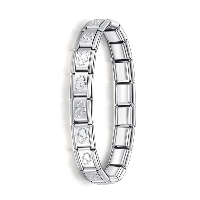 Hapiship Neue Damen Schmuck 9mm Breite Italienisches Elastisches Charm Armband Mode Edelstahl Armreif ST-