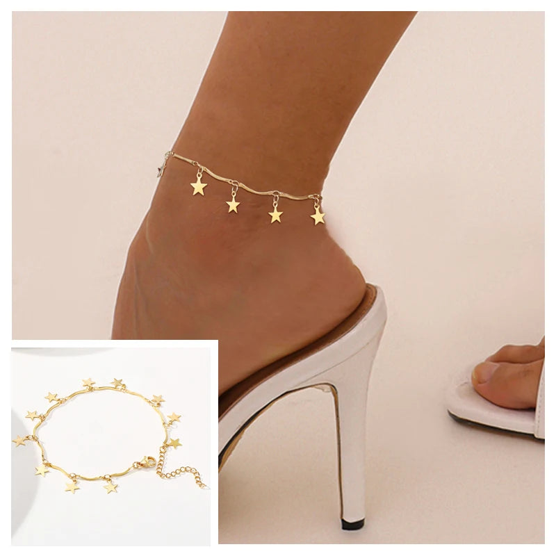 Schlangenketten-Fußkettchen für Damen und Mädchen, verstellbar, Sommer-Strand-Fußkettchen, Armband, Muttertagsgeschenke, Edelstahl, nicht allergisch