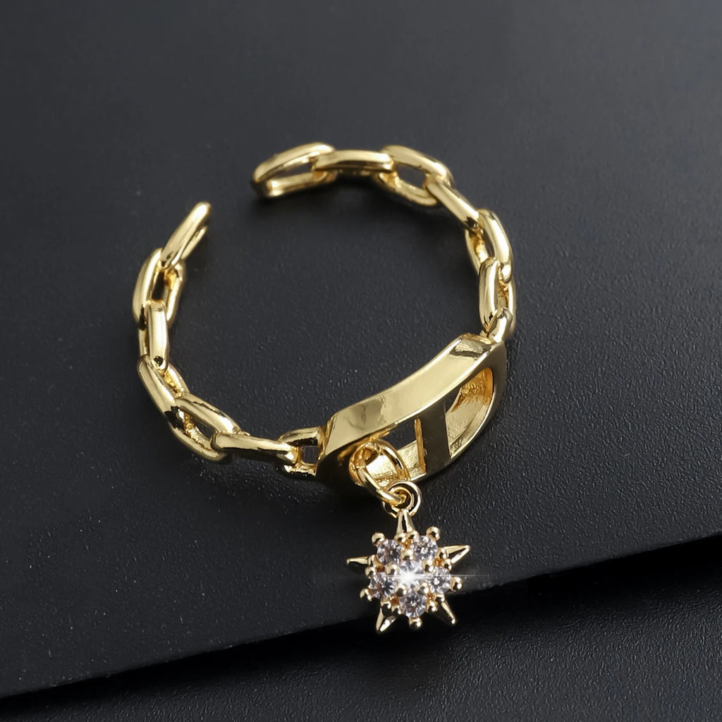 Kreuz-Diamant-Buchstabenring, Nischendesign-Anhänger, trendiger, täglich vielseitiger Damenring, neu, offen, verstellbar