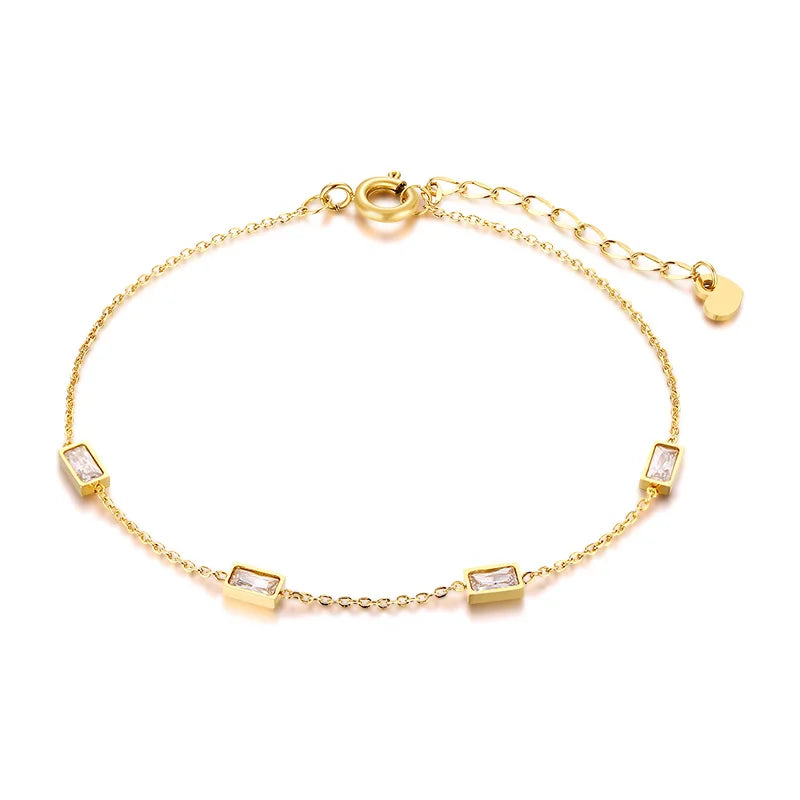 Geburtsstein Zirkonia dünnes Kettenarmband Kreuz Edelstahl Damen verstellbares geschichtetes Armband