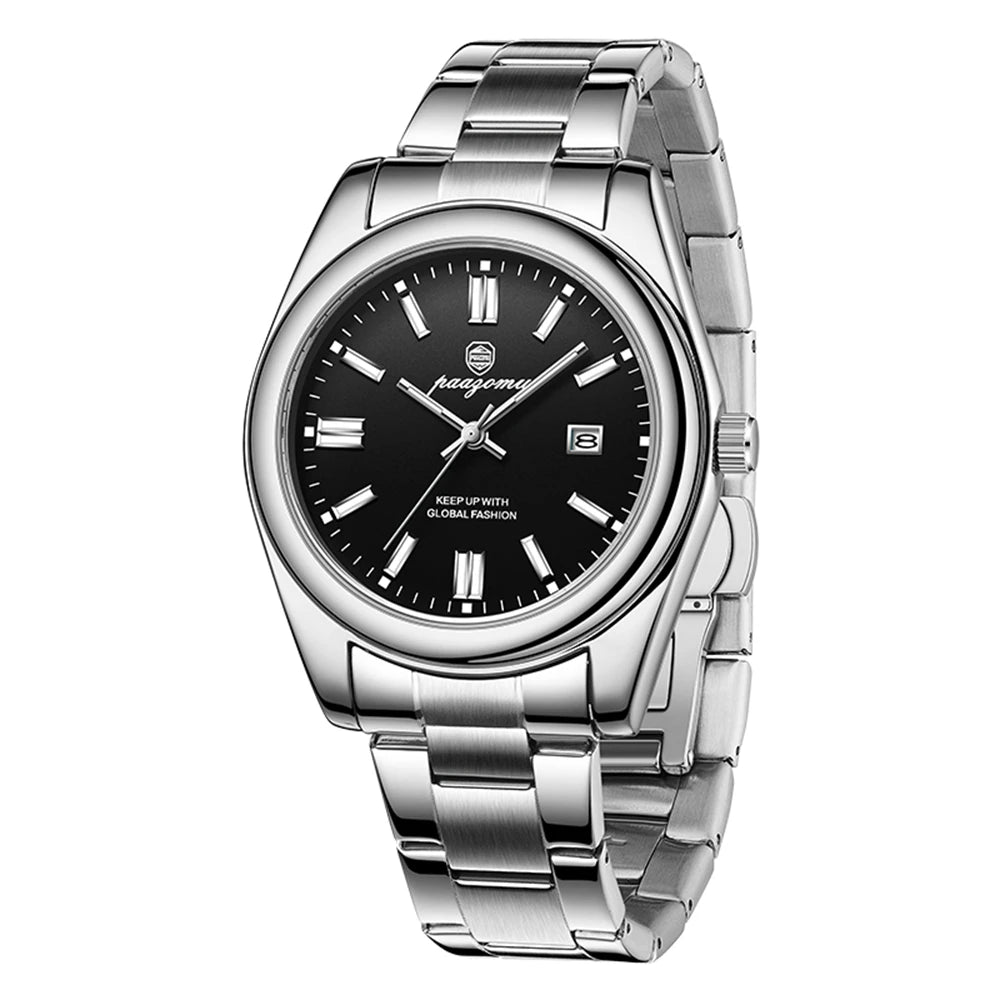 PAAZOMU Reloj de cuarzo clásico casual para hombre, impermeable, esfera luminosa, reloj de pulsera de negocios y vestir, correa cómoda, pantalla analógica, regalo