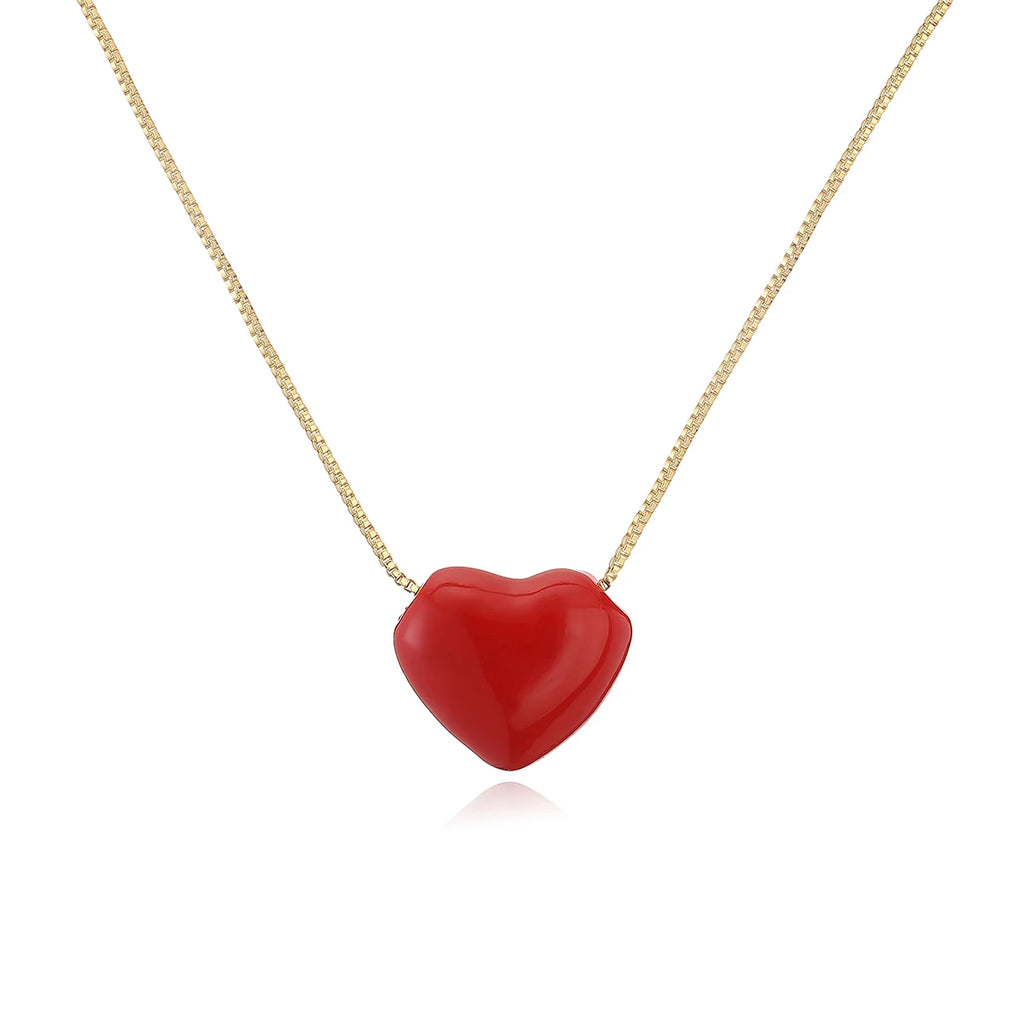 NEWBUY Hot Sale Red Oil Dripping Heart Pendant Necklaces For Women
