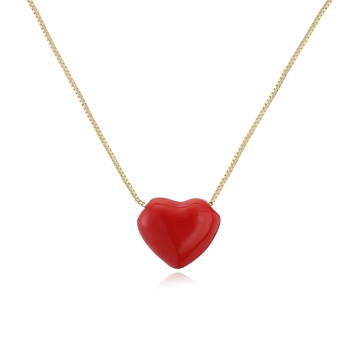 NEWBUY Hot Sale Red Oil Dripping Heart Pendant Necklaces For Women