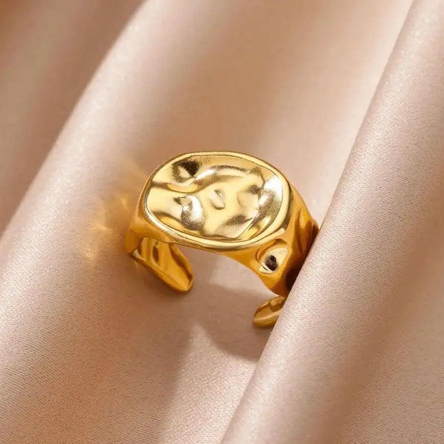 Anillos Irregulares Para Mujer Color Dorado Acero Inoxidable Anillo Geométrico Moda Simple Fiesta Navidad Joyería Regalo Mujer