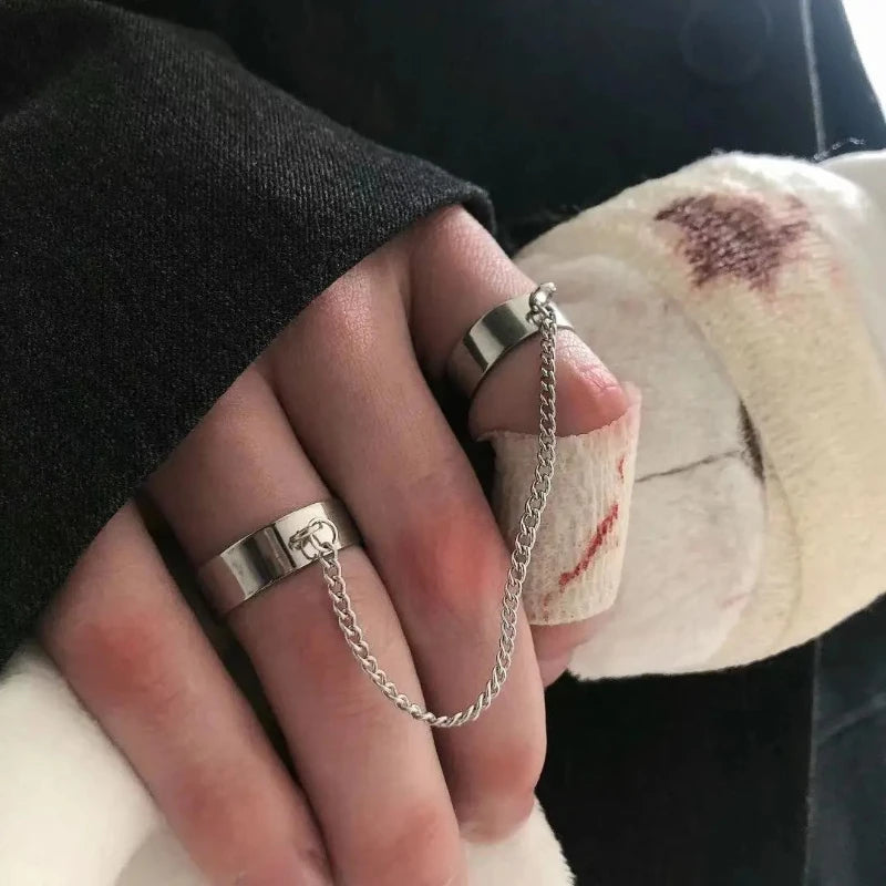Doppelring Integrierte Kette Öffnung Einstellbar Titanstahl Verblasst Nicht Bungee Hop Hip Hop Maskulinität Retro Super Cool