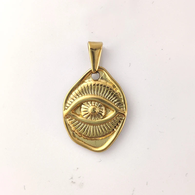 Collar de ojos malvados de Hip Hop - Joyería con colgante de ojo del diablo para hombres y mujeres | Regalo religioso de acero inoxidable chapado en oro