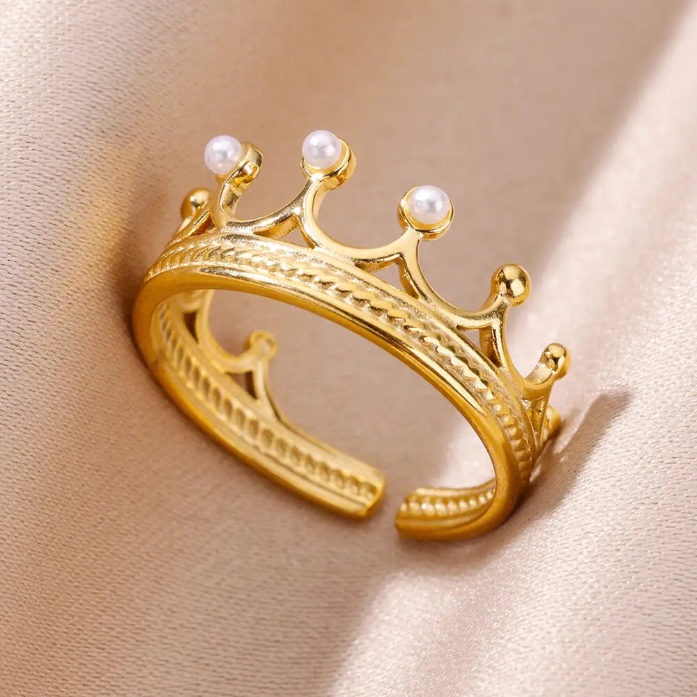 Muschelringe für Frauen, vergoldete Edelstahlringe, klobige Hochzeits-Statement-Schmuck-Muschelringe, Trendgeschenk Anillos